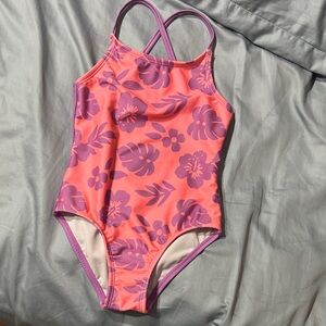 Cat & Jack Pink and Purple Floral One Piece Swimsuit